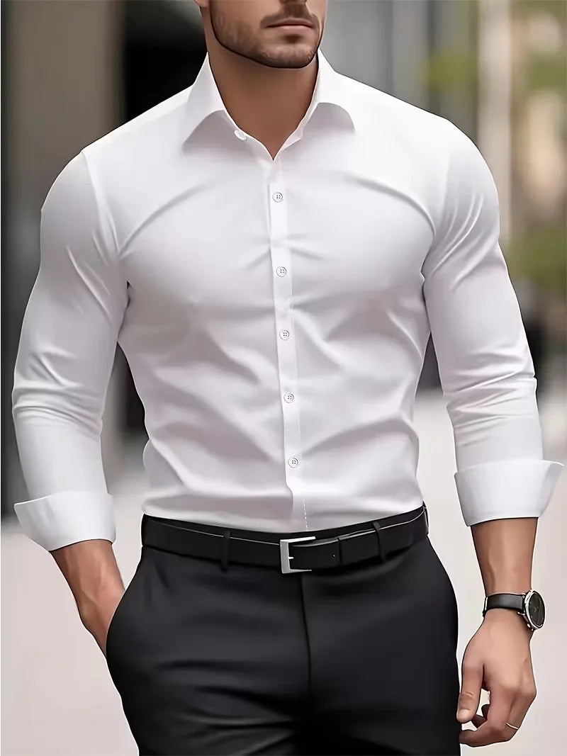 Chemise Homme Manches Longues Business – Léger et Respirant