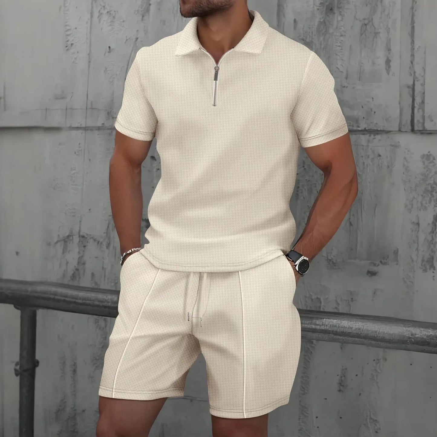 Ensemble Polo Homme Sport Été – Short et Polo Zippé Streetwear