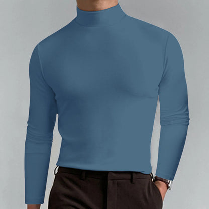 T-shirt Homme Col Montant Manches Longues – Coupe Unie Sobre