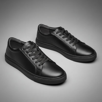 Sneakers Homme Cuir Véritable — Noir Minimaliste