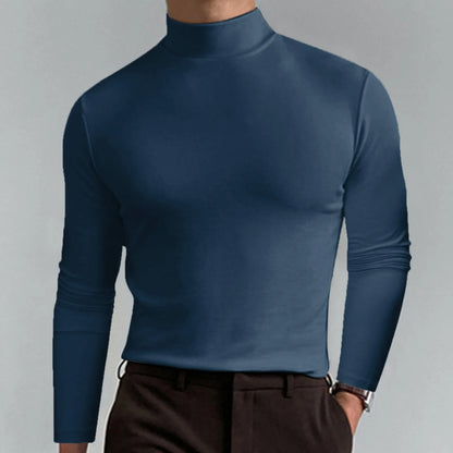 T-shirt Homme Col Montant Manches Longues – Coupe Unie Sobre