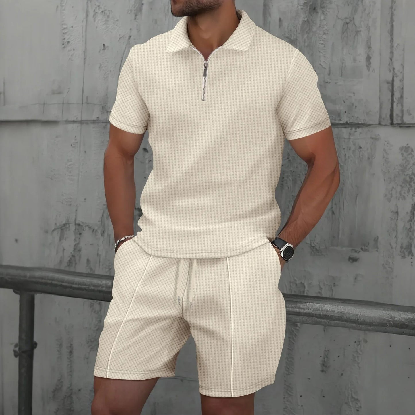 Ensemble Polo Homme Sport Été – Short et Polo Zippé Streetwear