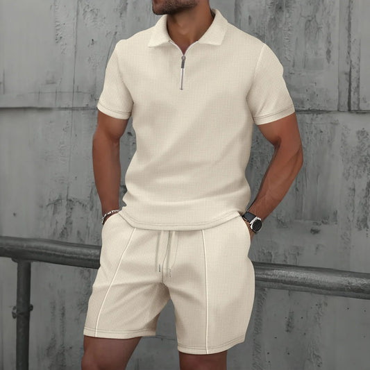Ensemble Polo Homme Sport Été – Short et Polo Zippé Streetwear