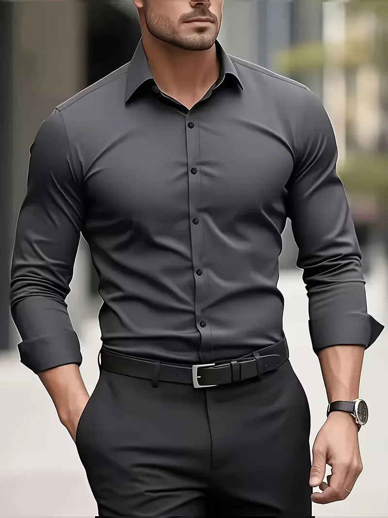 Chemise Homme Manches Longues Business – Léger et Respirant