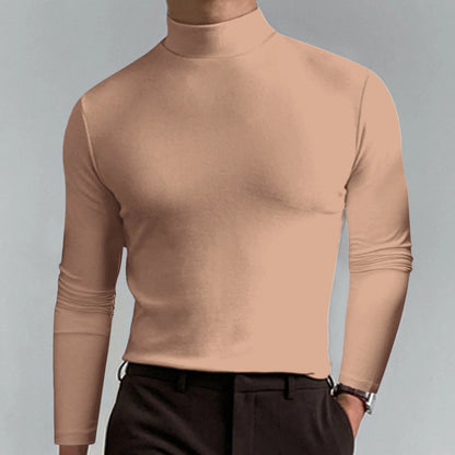 T-shirt Homme Col Montant Manches Longues – Coupe Unie Sobre