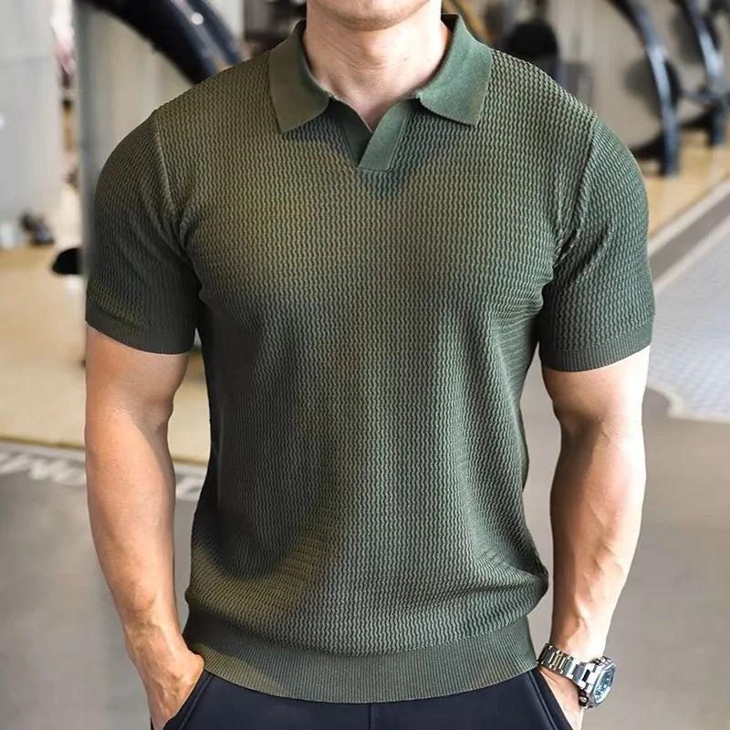 Polo Homme Tricot Soie Glacée – Coupe Slim Respirante