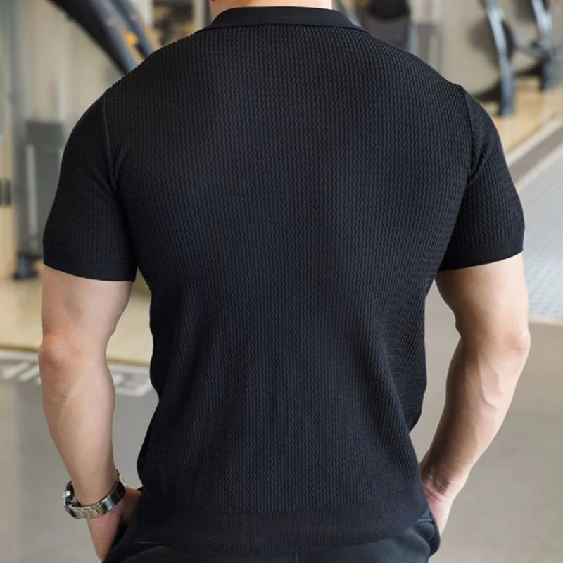 Polo Homme Tricot Soie Glacée – Coupe Slim Respirante