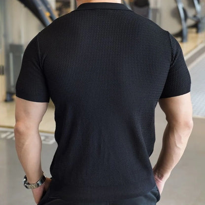 Polo Homme Tricot Soie Glacée – Coupe Slim Respirante
