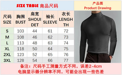 T-shirt Homme Col Montant Manches Longues – Coupe Unie Sobre