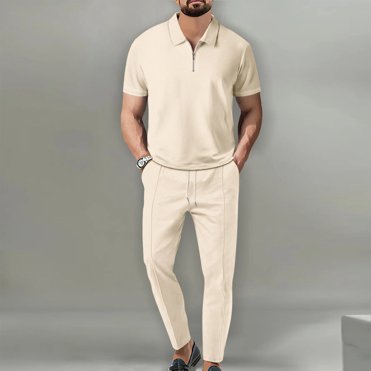 Ensemble Polo Homme Sport Été – Short et Polo Zippé Streetwear