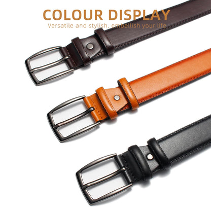 LAMBRUSSO Men‘s Belts Trendy Casual Belt Alloy Buckle Ratchet Belts Fashion High Quality Leather 125CM