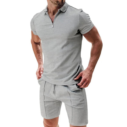 Ensemble Polo Homme Sport Été – Short et Polo Zippé Streetwear