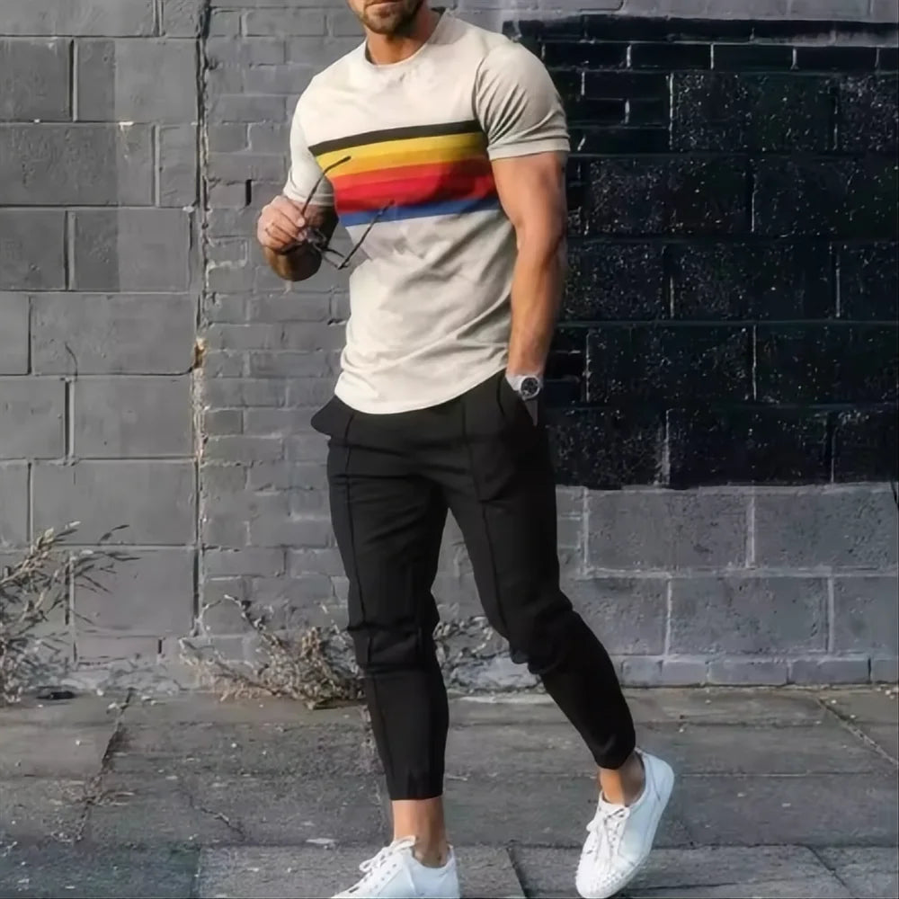 Ensemble Jogging Homme Imprimé 2 Pièces – T-shirt et Short