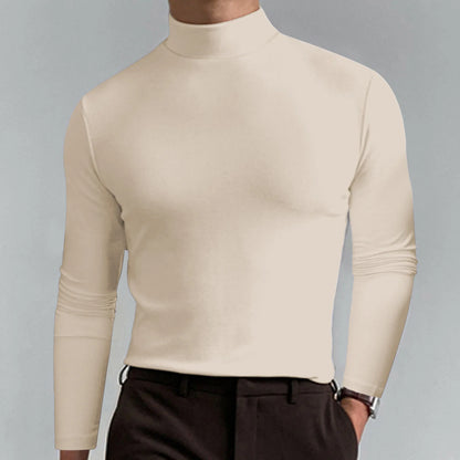 T-shirt Homme Col Montant Manches Longues – Coupe Unie Sobre