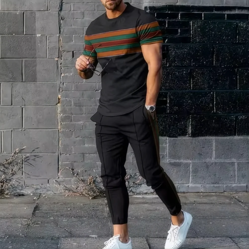 Ensemble Jogging Homme Imprimé 2 Pièces – T-shirt et Short
