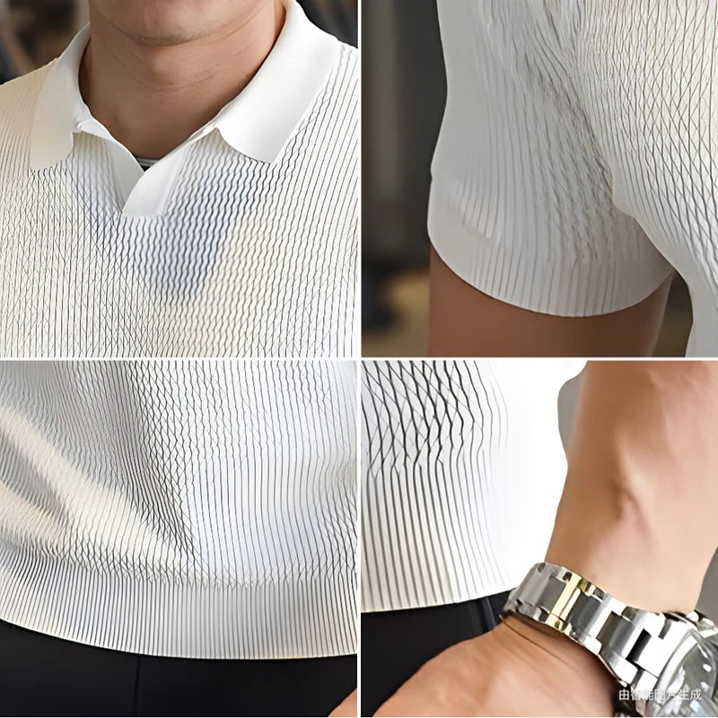 Polo Homme Tricot Soie Glacée – Coupe Slim Respirante