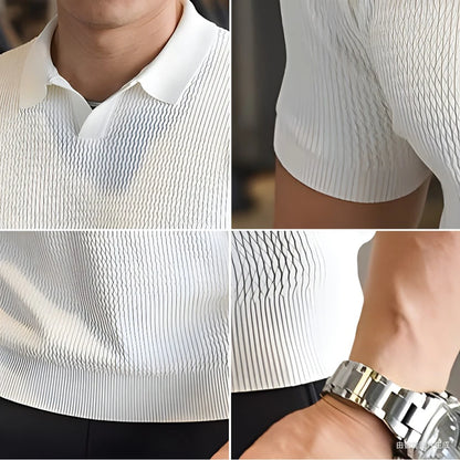 Polo Homme Tricot Soie Glacée – Coupe Slim Respirante