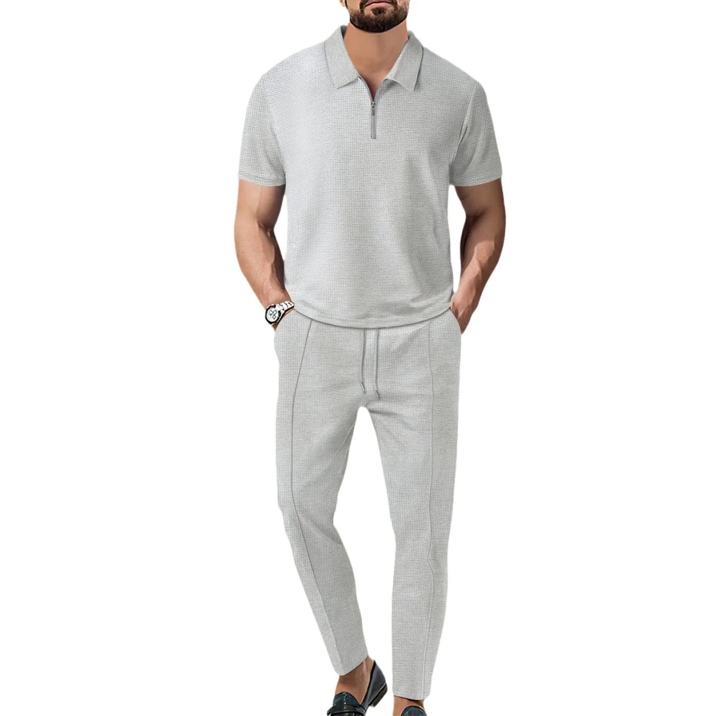 Ensemble Polo Homme Sport Été – Short et Polo Zippé Streetwear