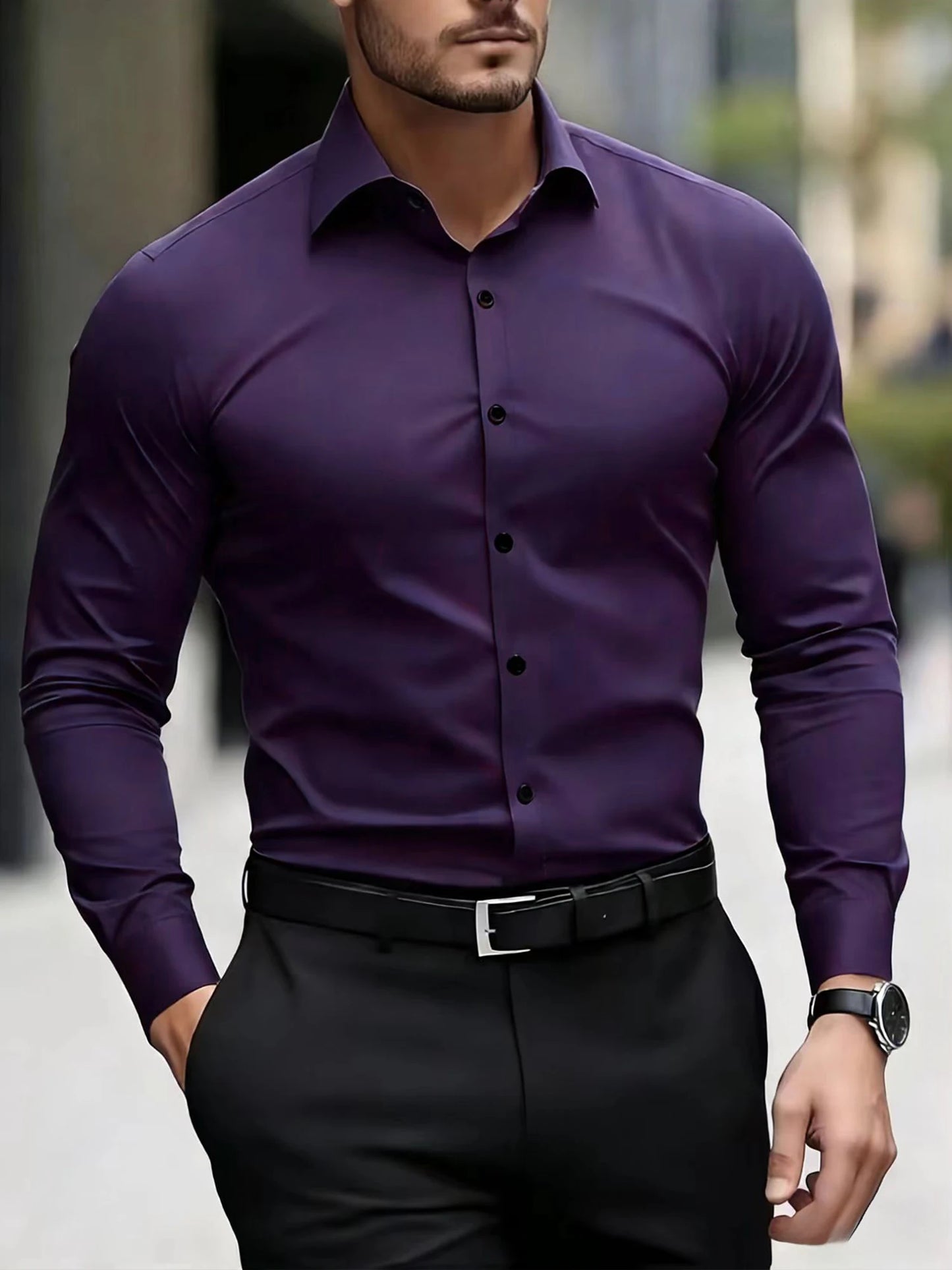 Chemise Homme Manches Longues Business – Léger et Respirant