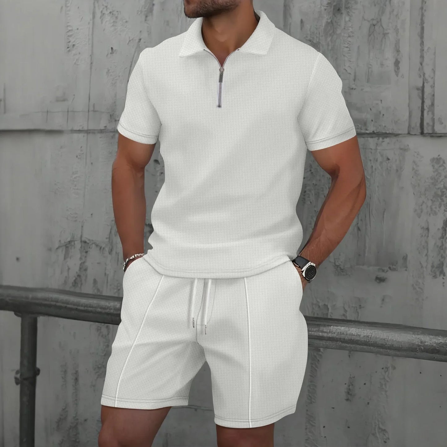 Ensemble Polo Homme Sport Été – Short et Polo Zippé Streetwear
