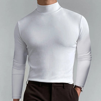T-shirt Homme Col Montant Manches Longues – Coupe Unie Sobre