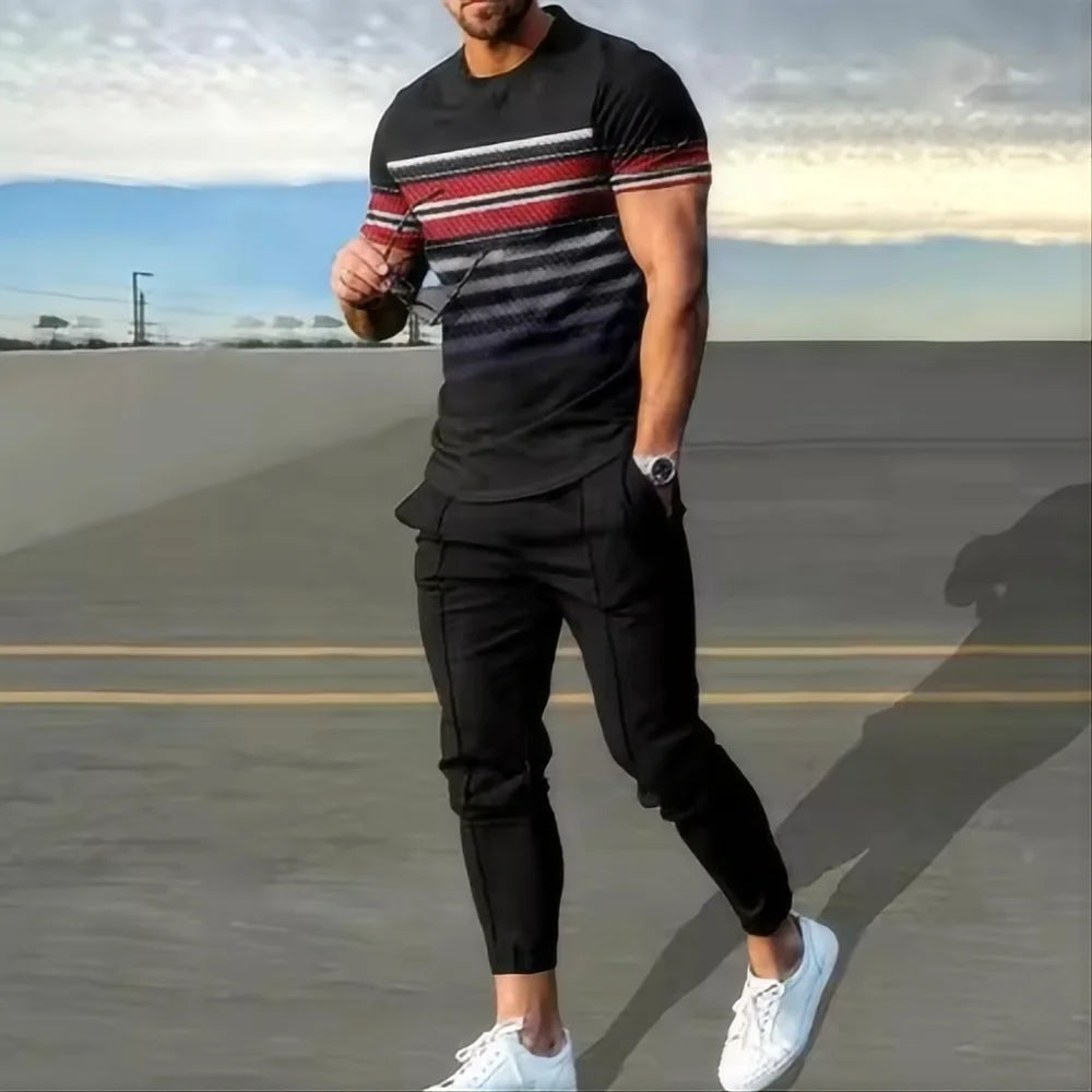 Ensemble Jogging Homme Imprimé 2 Pièces – T-shirt et Short