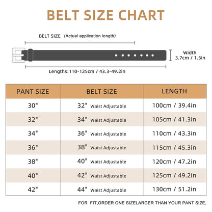 LAMBRUSSO Men‘s Belts Trendy Casual Belt Alloy Buckle Ratchet Belts Fashion High Quality Leather 125CM