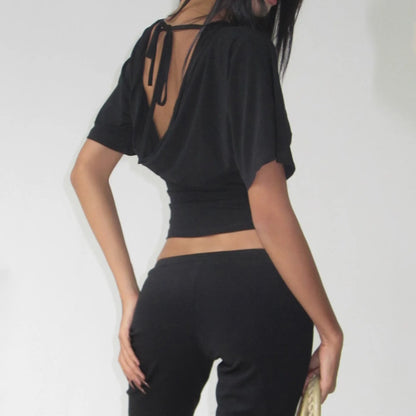 Crop Top Col V Profond Dentelle Femme