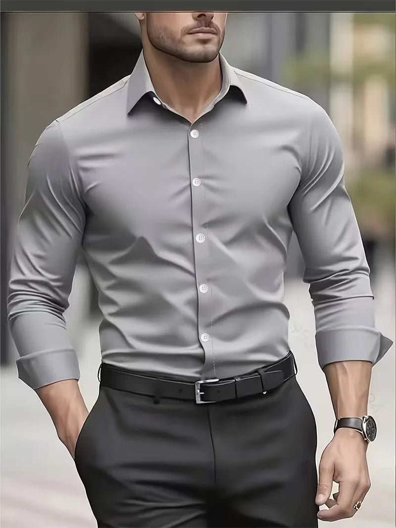 Chemise Homme Manches Longues Business – Léger et Respirant