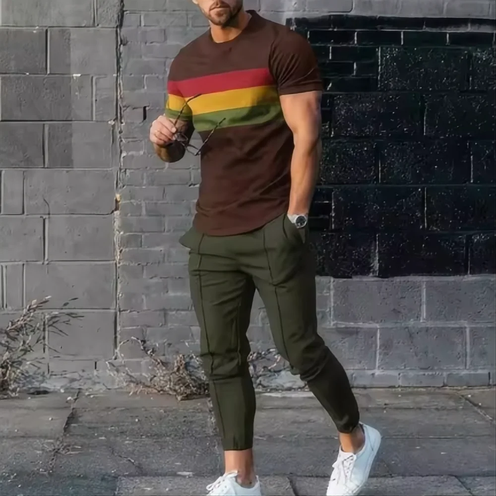 Ensemble Jogging Homme Imprimé 2 Pièces – T-shirt et Short