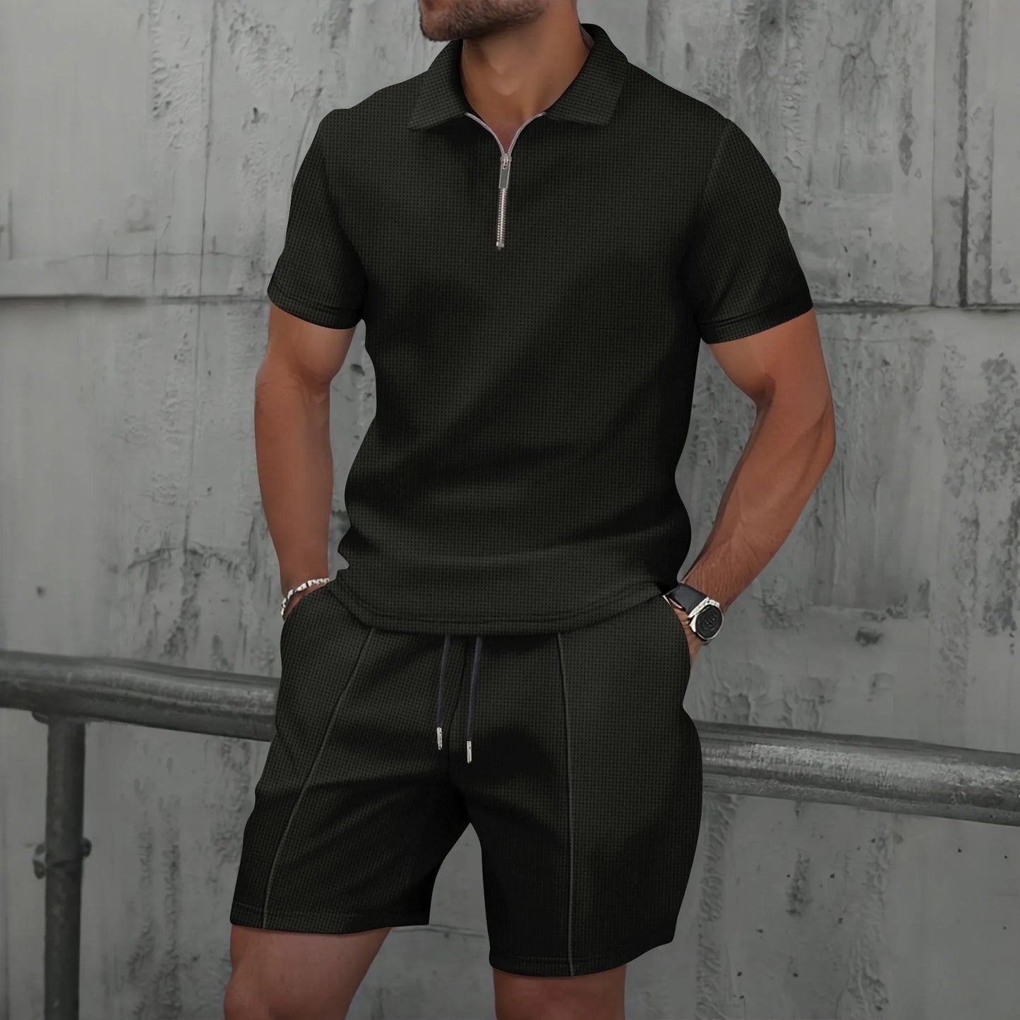 Ensemble Polo Homme Sport Été – Short et Polo Zippé Streetwear