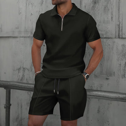 Ensemble Polo Homme Sport Été – Short et Polo Zippé Streetwear