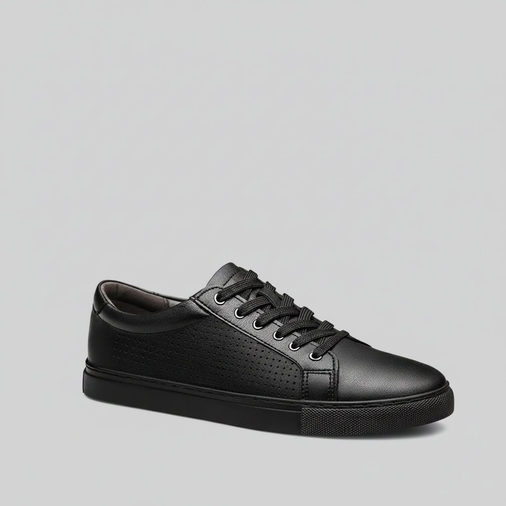 Sneakers Homme Cuir Véritable — Noir Minimaliste