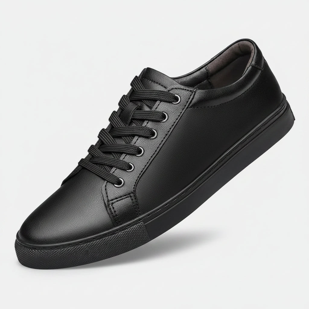 Sneakers Homme Cuir Véritable — Noir Minimaliste