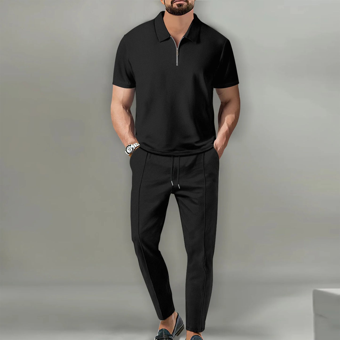 Ensemble Polo Homme Sport Été – Short et Polo Zippé Streetwear