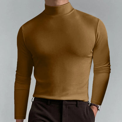 T-shirt Homme Col Montant Manches Longues – Coupe Unie Sobre