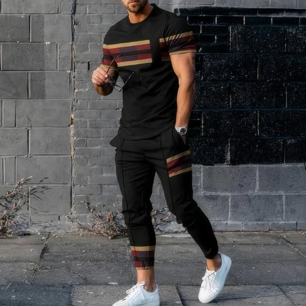 Ensemble Jogging Homme Imprimé 2 Pièces – T-shirt et Short