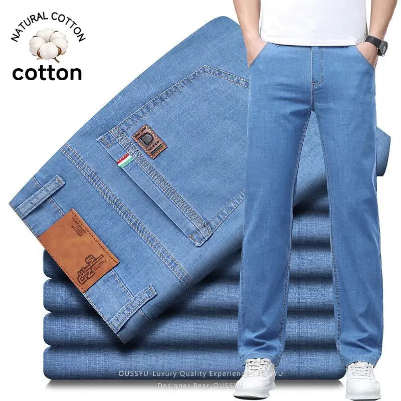 Jean Homme Fin Coton Élastique Droit