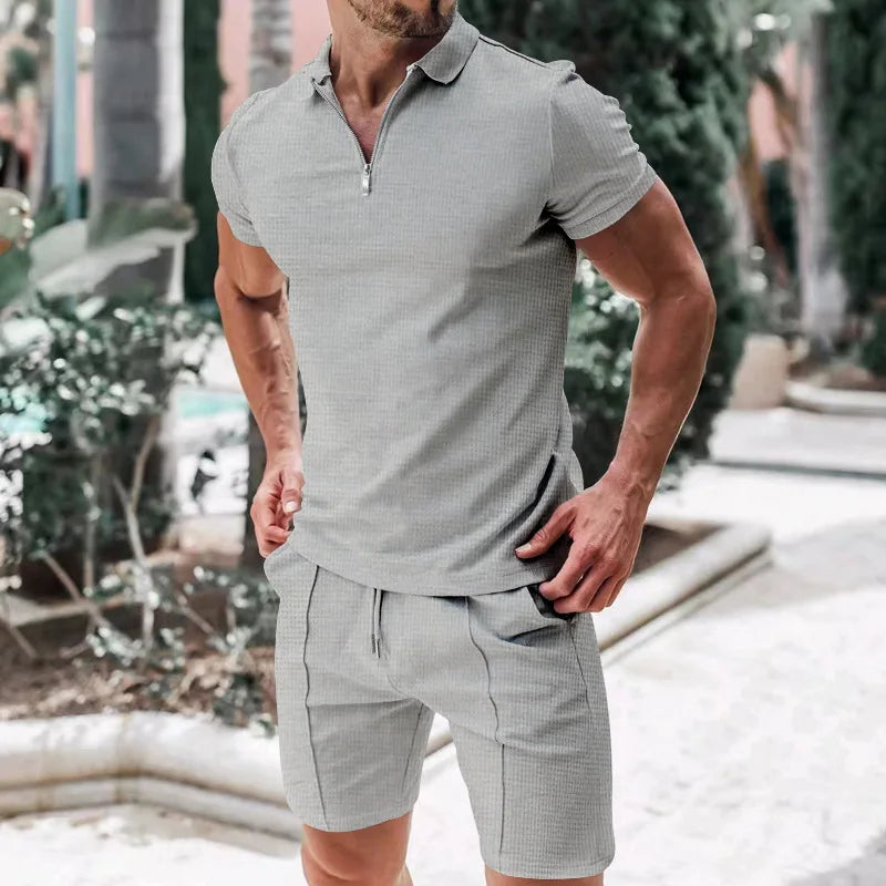 Ensemble Polo Homme Sport Été – Short et Polo Zippé Streetwear