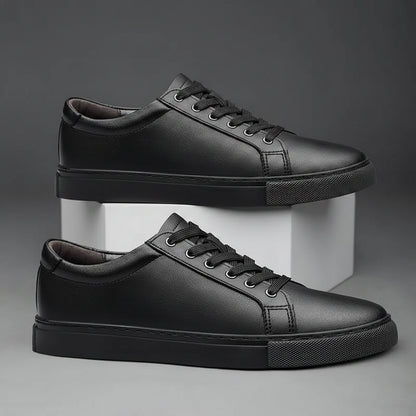 Sneakers Homme Cuir Véritable — Noir Minimaliste